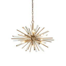 Luminosa Lighting Luminosa Salerno 6 Light Ceiling Pendant Antique Brass Plate With Champagne Glass - thumbnail 1