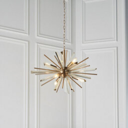 Luminosa Lighting Luminosa Salerno 6 Light Ceiling Pendant Antique Brass Plate With Champagne Glass - thumbnail 2