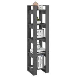 Berkfield Book Cabinet/room Divider Grey 41X35X160 Cm Solid Wood Pine - thumbnail 4