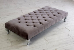 Comfy Deluxe Pink Plush Velvet Chesterfield Footstool With Fabric Buttons