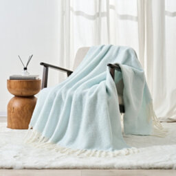 Allure Bath Fashions Aisling Faux Mohair Throw Blanket 127 X 170Cm - Duckegg - thumbnail 4