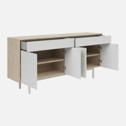 Heze Furniture Meena  4 Door Sideboard - Hickory / Light Grey - thumbnail 3