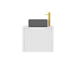 Royal Bathrooms Avenza 600mm Matt White Wall Hung Bathroom Countertop Vanity Unit 1 Drawer With Art Square Basin - thumbnail 6