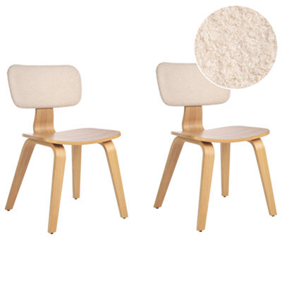Beliani Set Of 2 Dining Chairs Lucinda Wood Light Brown - image 1