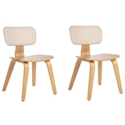 Beliani Set Of 2 Dining Chairs Lucinda Wood Light Brown - thumbnail 4