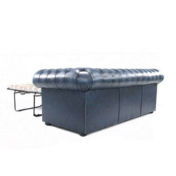 Chesterfield 3 Seater Sofabed Antique Blue Real Leather In Classic Style - thumbnail 8