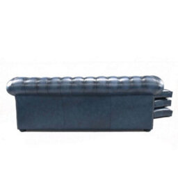 Chesterfield 3 Seater Sofabed Antique Blue Real Leather In Classic Style - thumbnail 9