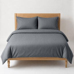 Oxford Homeware Grey Single Stripe Duvet Cover & Pillowcases Set, 2 Piece, Soft & Easy Care Bedding, Duvet Cover Set