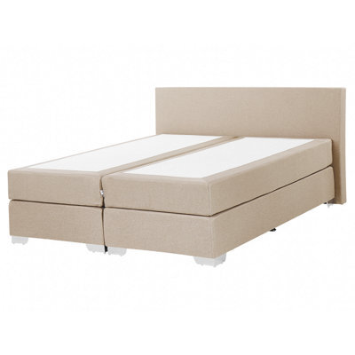 Beliani Divan Bed Fabric President 160 X 200 Cm (Eu King Size) Beige - image 1