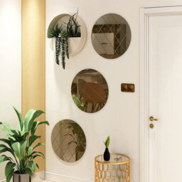 Belofay 50Cm Round Bronze Wall Mirror Interiors Art Deco Glass Design Modern Wall-Mounted Mirrors For Home And Office - thumbnail 4