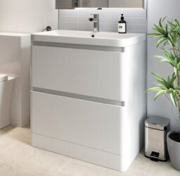 Affine Bathroom Cloakroom Vanity Unit Wash 800 Basin Base Cabinet Drawers Storage White - thumbnail 2