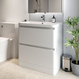 Affine Bathroom Cloakroom Vanity Unit Wash 800 Basin Base Cabinet Drawers Storage White - thumbnail 4