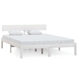 Berkfield Bed Frame White Solid Wood Pine 120X200 Cm - thumbnail 2