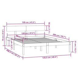 Berkfield Bed Frame White Solid Wood Pine 120X200 Cm - thumbnail 9