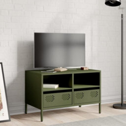 Berkfield Tv Cabinet Olive Green 68X39X43.5 Cm Cold-Rolled Steel - thumbnail 3