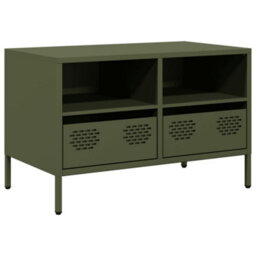 Berkfield Tv Cabinet Olive Green 68X39X43.5 Cm Cold-Rolled Steel - thumbnail 2