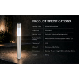 Gwsolar 2 Pack Solar Lights Path Lights 70Cm Aluminium, Switchable White/warm White, Ipx4, Screw/spike Install Garden Lights - thumbnail 6