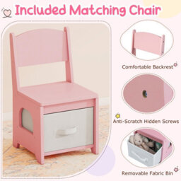 Gainoom Kids Pink Vanity Set Pretend Play Dressing Table Set W/ 3-Color Lighting Modes - thumbnail 5