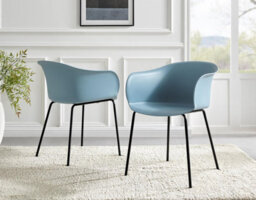 Furniturebox Uk Koko Oak Effect Round Dining Table & 4 Blue Harper Black Leg Chairs - thumbnail 7