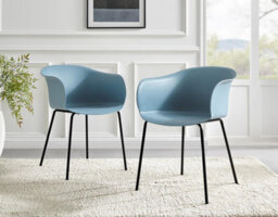 Furniturebox Uk Koko Oak Effect Round Dining Table & 4 Blue Harper Black Leg Chairs - thumbnail 8