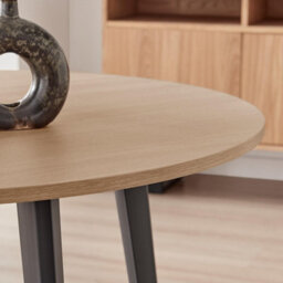 Furniturebox Uk Koko Oak Effect Round Dining Table & 4 Blue Harper Black Leg Chairs - thumbnail 5