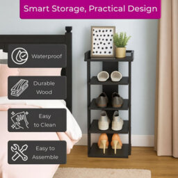 Neo Multi-Layer Wooden Shoe Rack Durable Storage Organiser Boots Sneakers Heels Space Saving Entryway Shelf - thumbnail 5