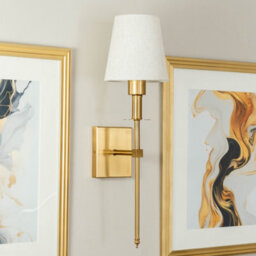 Valuelights Kincaid Set Of 2 - Rechargeable Easy Fit Wall Light With Fabric Shade - Antique Brass - thumbnail 3