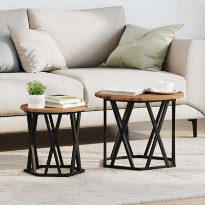 Berkfield Nesting Side Tables (Set Of 2) - Rustic Wood Look, Made Of Engineered Wood - image 1