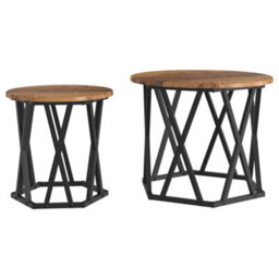 Berkfield Nesting Side Tables (Set Of 2) - Rustic Wood Look, Made Of Engineered Wood - thumbnail 2