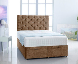 Comfy Deluxe Beige Naples Foot Lift Ottoman Bed With Memory Spring Mattress And Headboard 4Ft6 Double - thumbnail 1