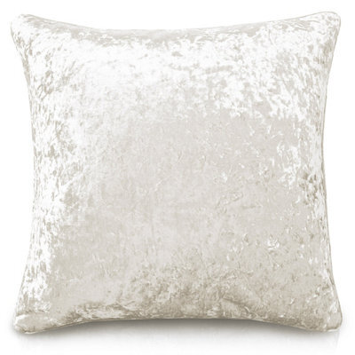 Intimates Luxury Crushed Velvet Sofa Cushion, Zip Closure, Machine Washable, Decorative Home Decor Cushion - Cream