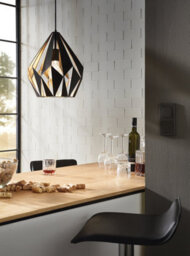 Stylish Black And Gold Geometric Hanging Ceiling Pendant Light 1X 60W E27 - thumbnail 4