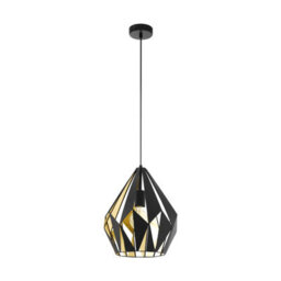 Stylish Black And Gold Geometric Hanging Ceiling Pendant Light 1X 60W E27 - thumbnail 1
