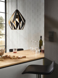 Stylish Black And Gold Geometric Hanging Ceiling Pendant Light 1X 60W E27 - thumbnail 3