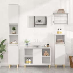 Berkfield Sink Cabinet High Gloss White 80X33X60 Cm Engineered Wood - thumbnail 1