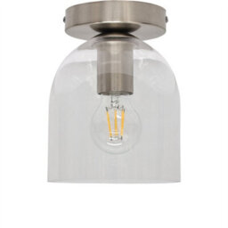 First Choice Lighting Set Of 2 Belten - Glass Cloche Satin Nickel Ceiling Light Fittings - thumbnail 2