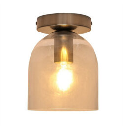 First Choice Lighting Set Of 2 Belten - Glass Cloche Satin Nickel Ceiling Light Fittings - thumbnail 3