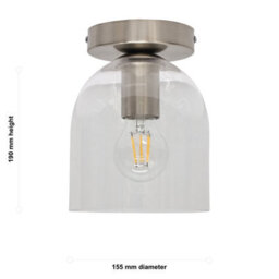 First Choice Lighting Set Of 2 Belten - Glass Cloche Satin Nickel Ceiling Light Fittings - thumbnail 6