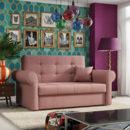 Viva Ii Sofa Bed With Sleeping Function Bedding Storage Hydrophobic Fabric Metal Legs 148X85X98Cm Pink - thumbnail 3