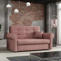 Viva Ii Sofa Bed With Sleeping Function Bedding Storage Hydrophobic Fabric Metal Legs 148X85X98Cm Pink - thumbnail 1