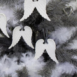 Melody Maison Set Of 4 White Glitter Angel Wings - 12Cm - thumbnail 3