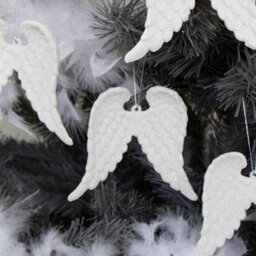 Melody Maison Set Of 4 White Glitter Angel Wings - 12Cm - thumbnail 5