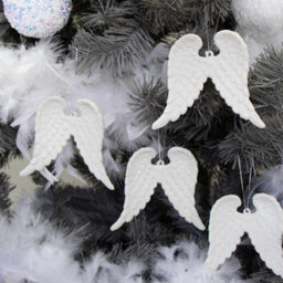 Melody Maison Set Of 4 White Glitter Angel Wings - 12Cm - thumbnail 4