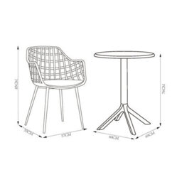 Core Products Rimini Round Table And Two Lattice Armchair Outdoor And Indoor Bistro Set, H75.0Cm X W60.0Cm X L60.0Cm - thumbnail 3