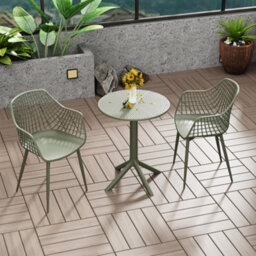 Core Products Rimini Round Table And Two Lattice Armchair Outdoor And Indoor Bistro Set, H75.0Cm X W60.0Cm X L60.0Cm