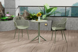 Core Products Rimini Round Table And Two Lattice Armchair Outdoor And Indoor Bistro Set, H75.0Cm X W60.0Cm X L60.0Cm - thumbnail 2