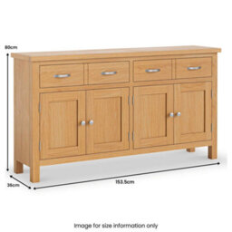 London Oak Extra Large Sideboard Cabinet Fully Assembled - By Roseland Furniture - thumbnail 9