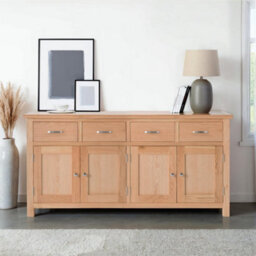 London Oak Extra Large Sideboard Cabinet Fully Assembled - By Roseland Furniture - thumbnail 2