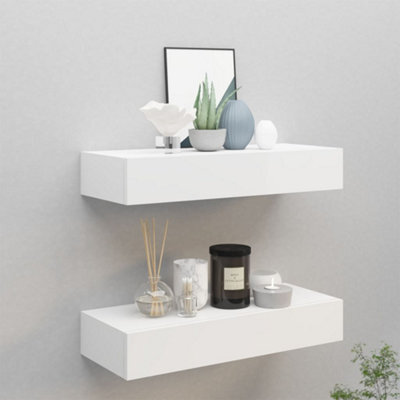 Berkfield Wall-Mounted Drawer Shelves 2 Pcs White 60X23.5X10Cm Mdf - image 1