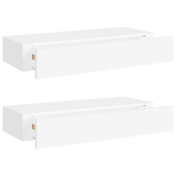Berkfield Wall-Mounted Drawer Shelves 2 Pcs White 60X23.5X10Cm Mdf - thumbnail 2